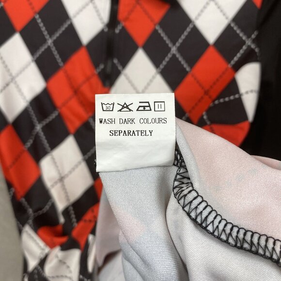 Soneven Long Sleeve Argyle Print Collared Shirt Small 88% Polyester 12% Elastane - Picture 5 of 8